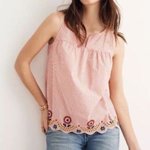 Madewell Embroidered Gingham Tank Top - Size XS